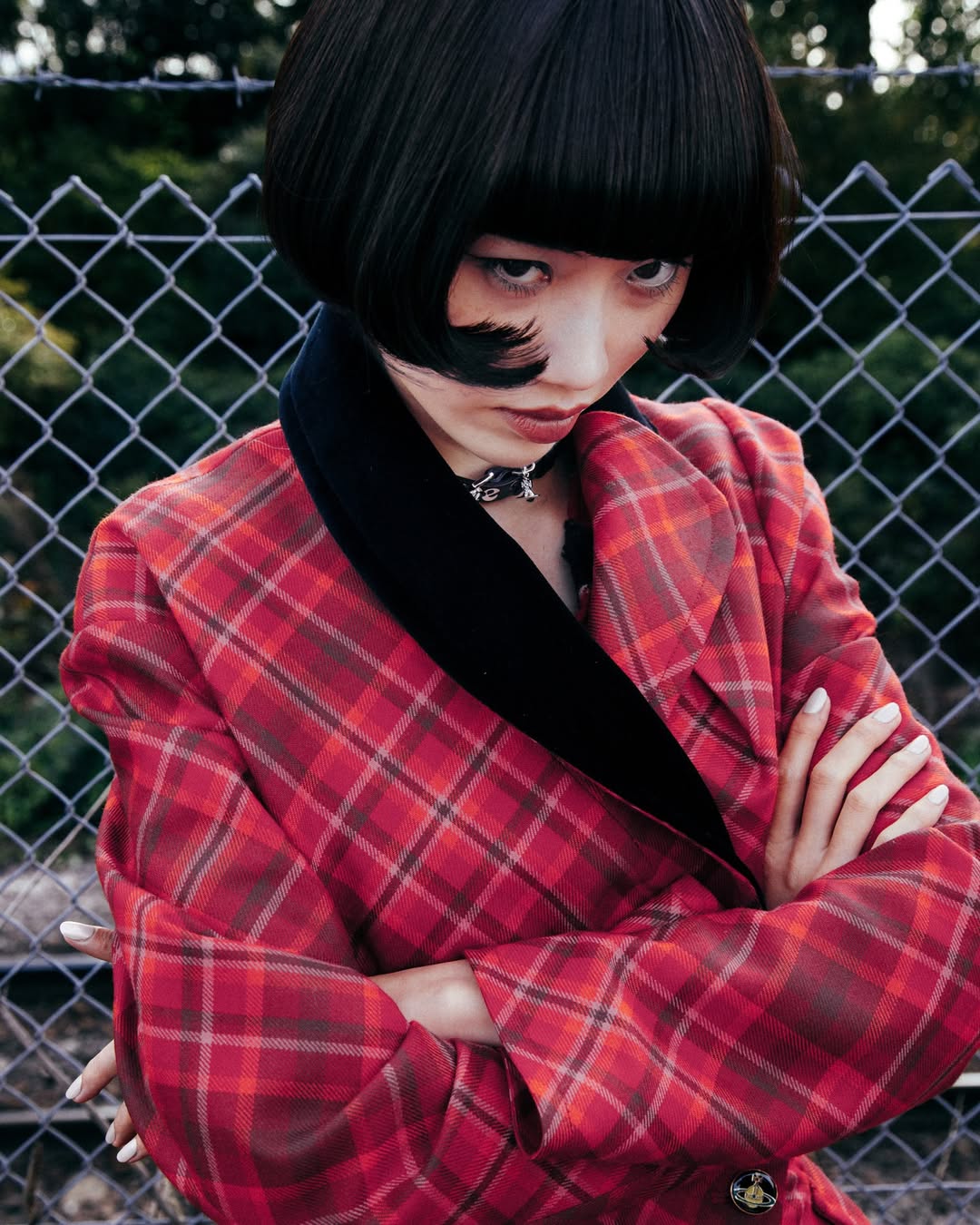 비비안 웨스트우드 붉은색 타탄 체크 셋업